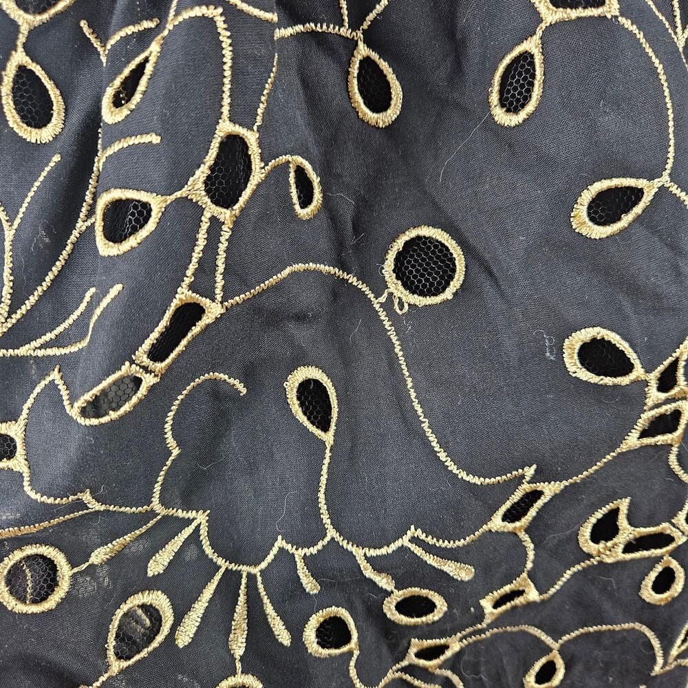 Maeve Anthropologie Black Gold Embroidered Midi Dress Spaghetti Strap M - Picture 4 of 10